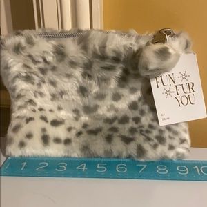 Faux fur zip pouch
